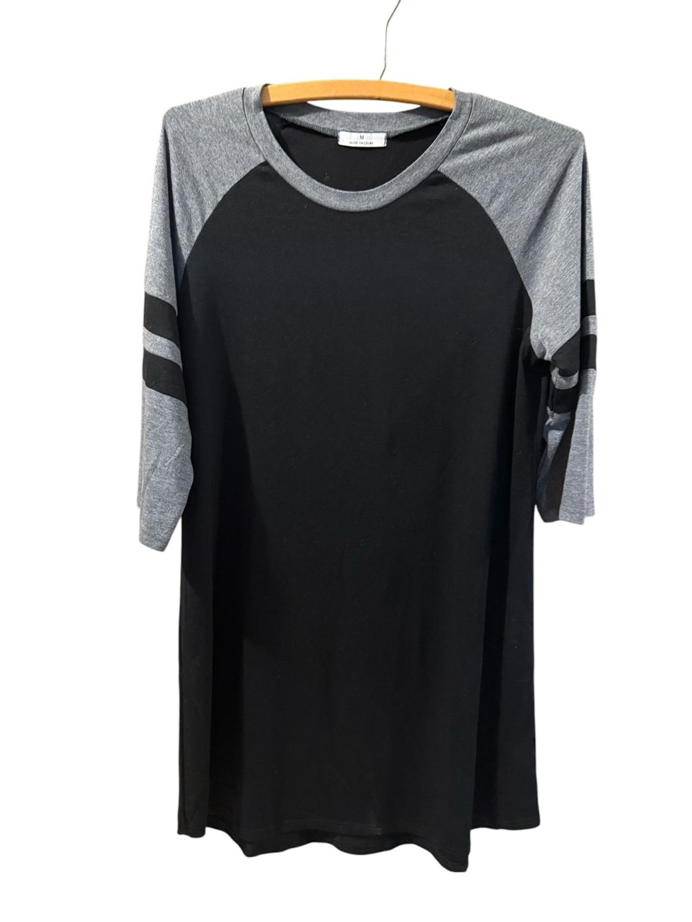 Women’s Black and Gray Raglan Sleep Shirt - Soft Lounge Tee